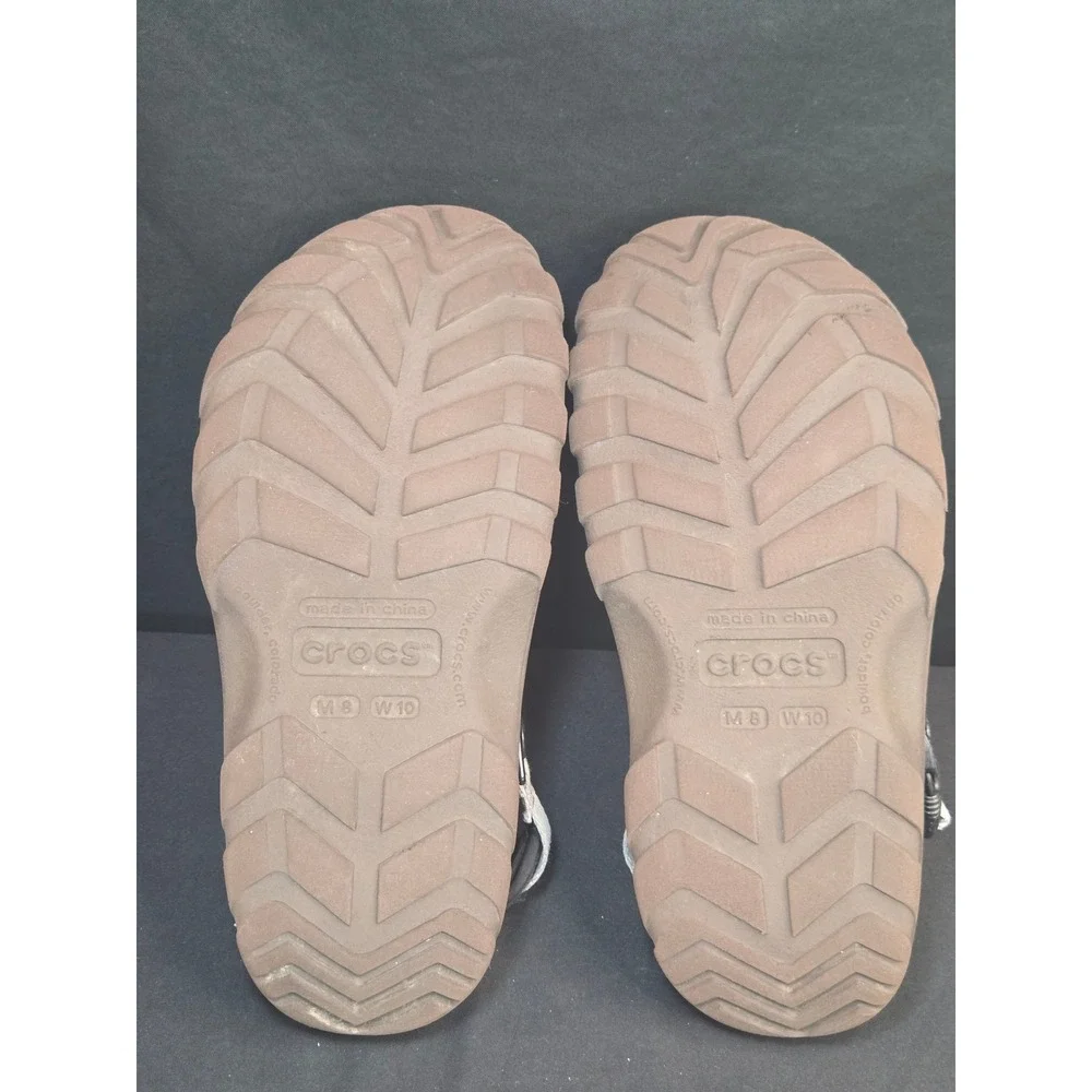 Crocs Yukon Sport Brown Khaki Leather Trim Clogs Mens 8 Women 10 Outdoor Sandals